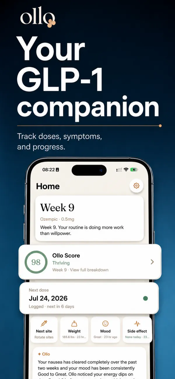 Ollo App Store preview showing the medication tracking home screen
